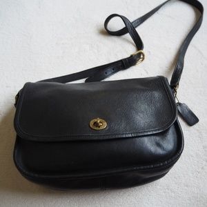 Vintage Coach Saddle Bag Black